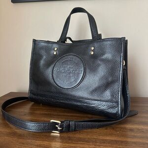 Coach Dempsey Carryall Black Leather Tote